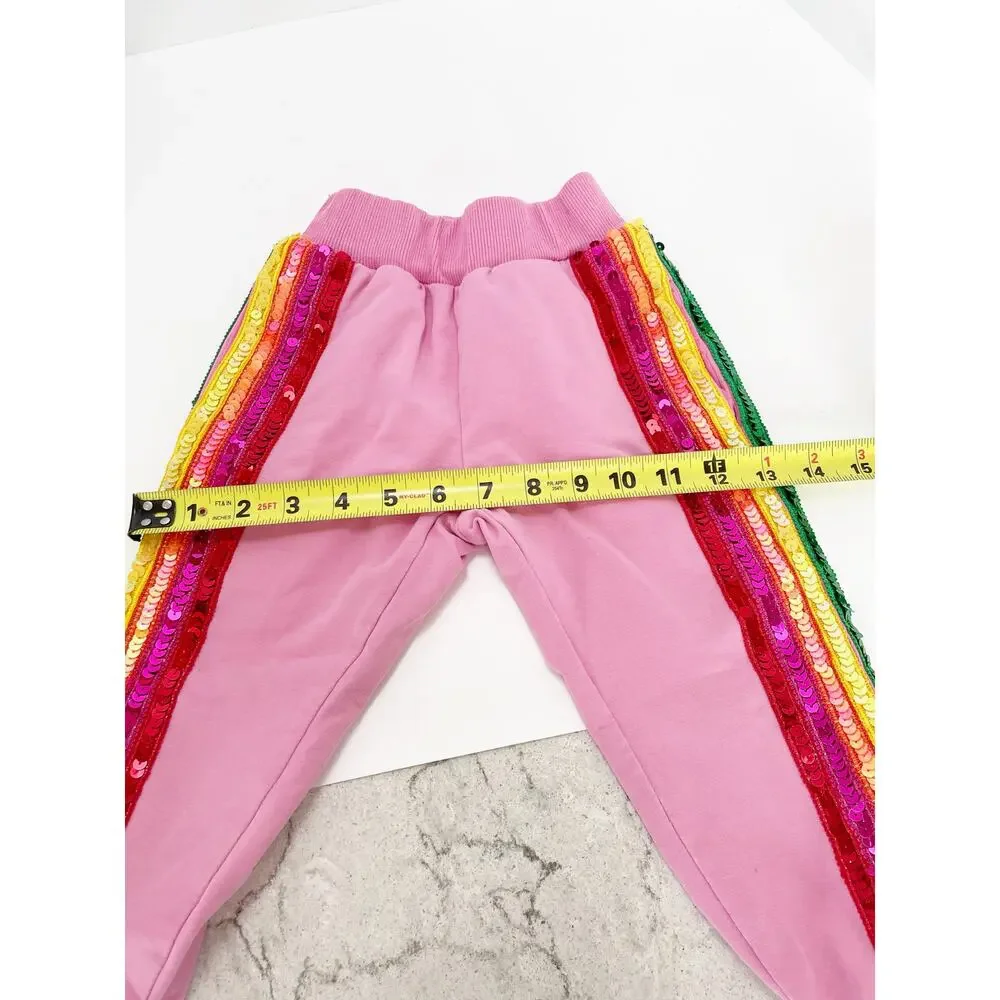 Lola + The Boys Pink Sequin Rainbow Tracksuit Set Size 2